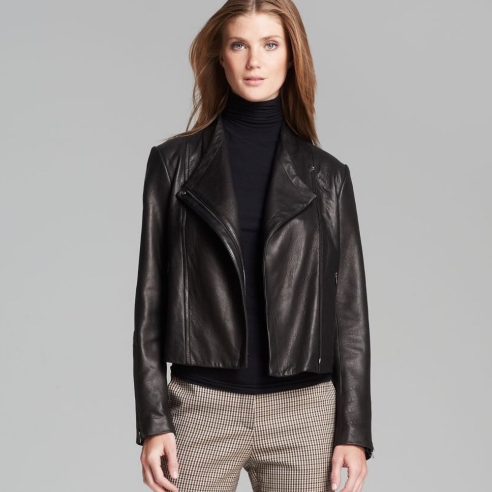 THEORY LAMBSKIN BLACK LEATHER JACKET